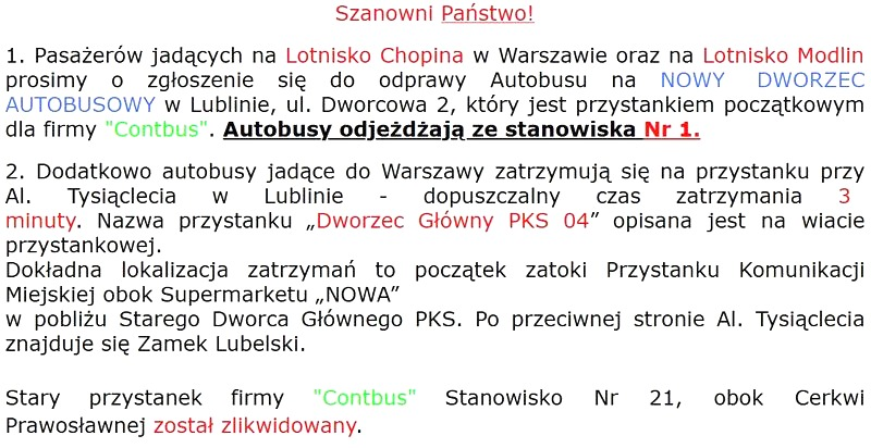 Contbus Warszawa-Lublin: rozkład, ceny biletów i rezerwacja