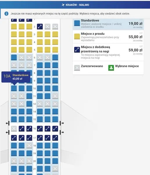 Numeracja miejsc w samolocie